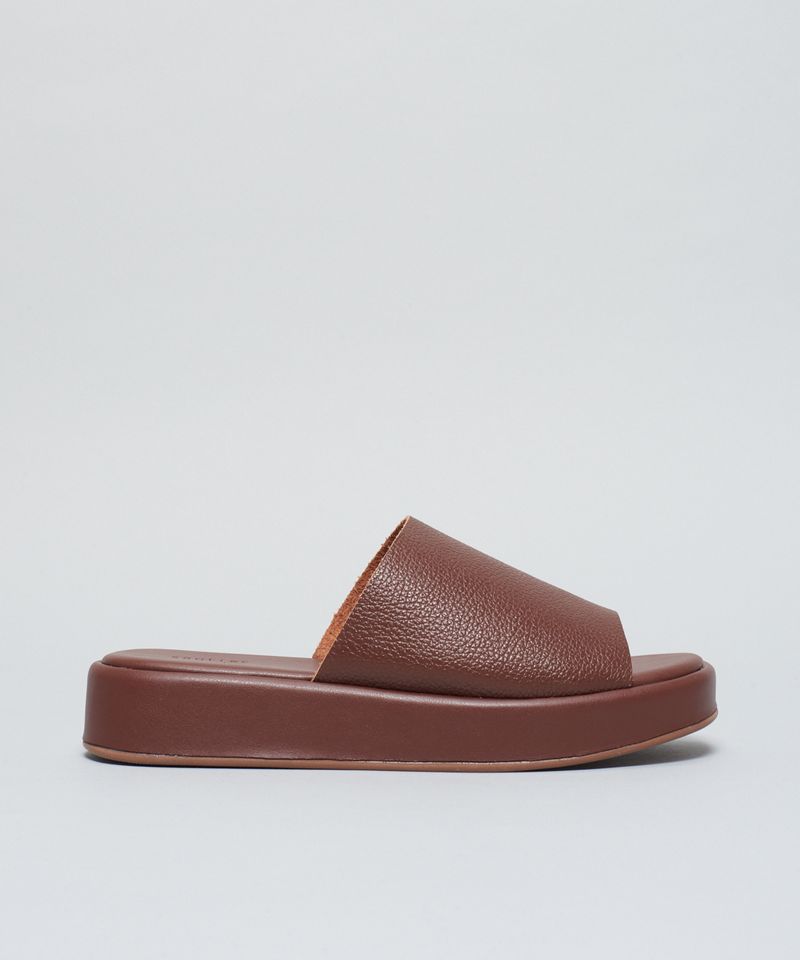 Flat Slide Couro - Chocolate 34 - chocolate