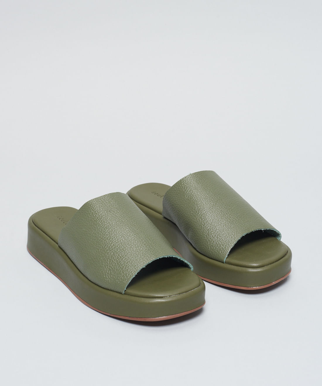 Flat Slide Couro - Verde Militar - Imagem 6