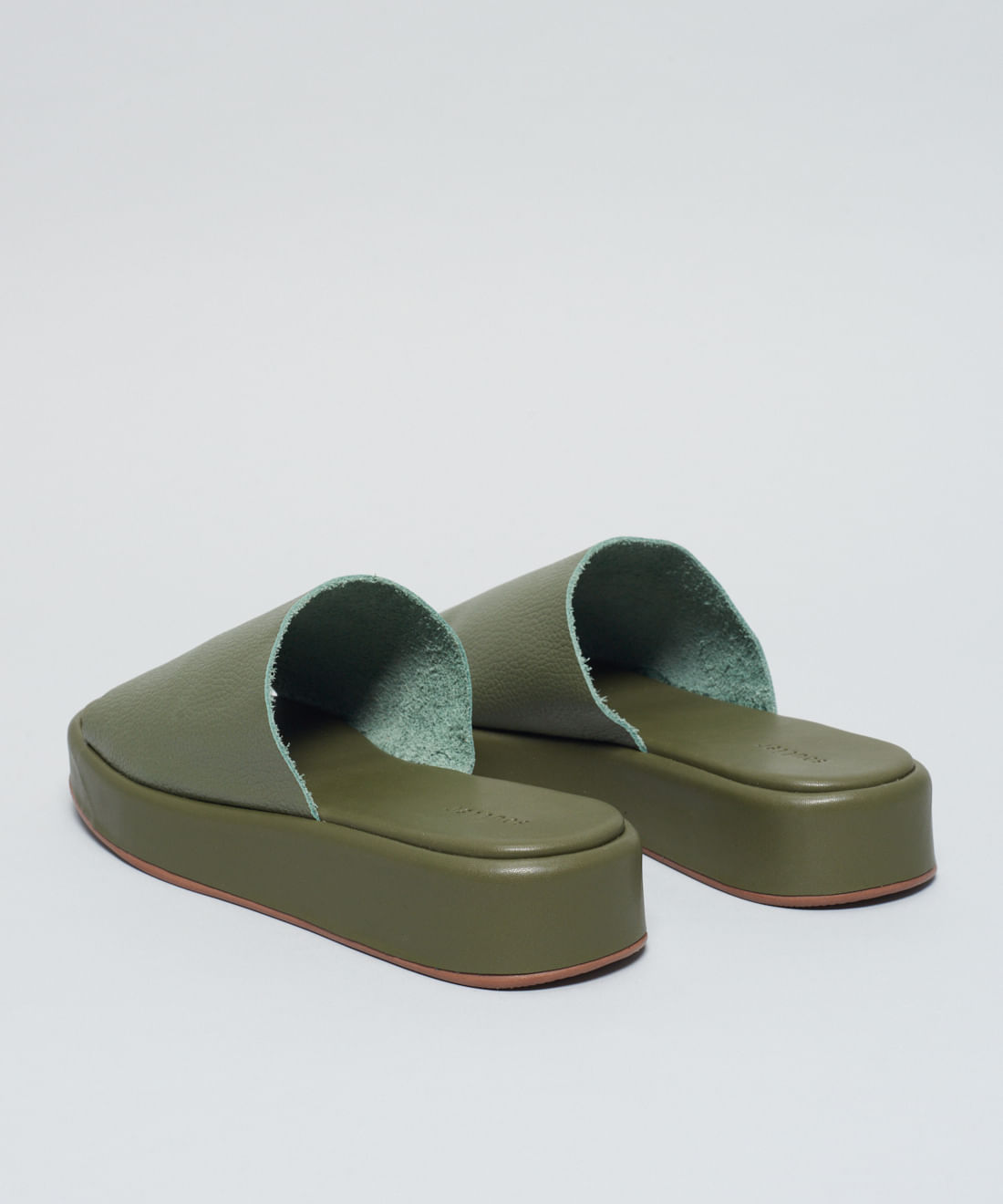 Flat Slide Couro - Verde Militar - Imagem 7