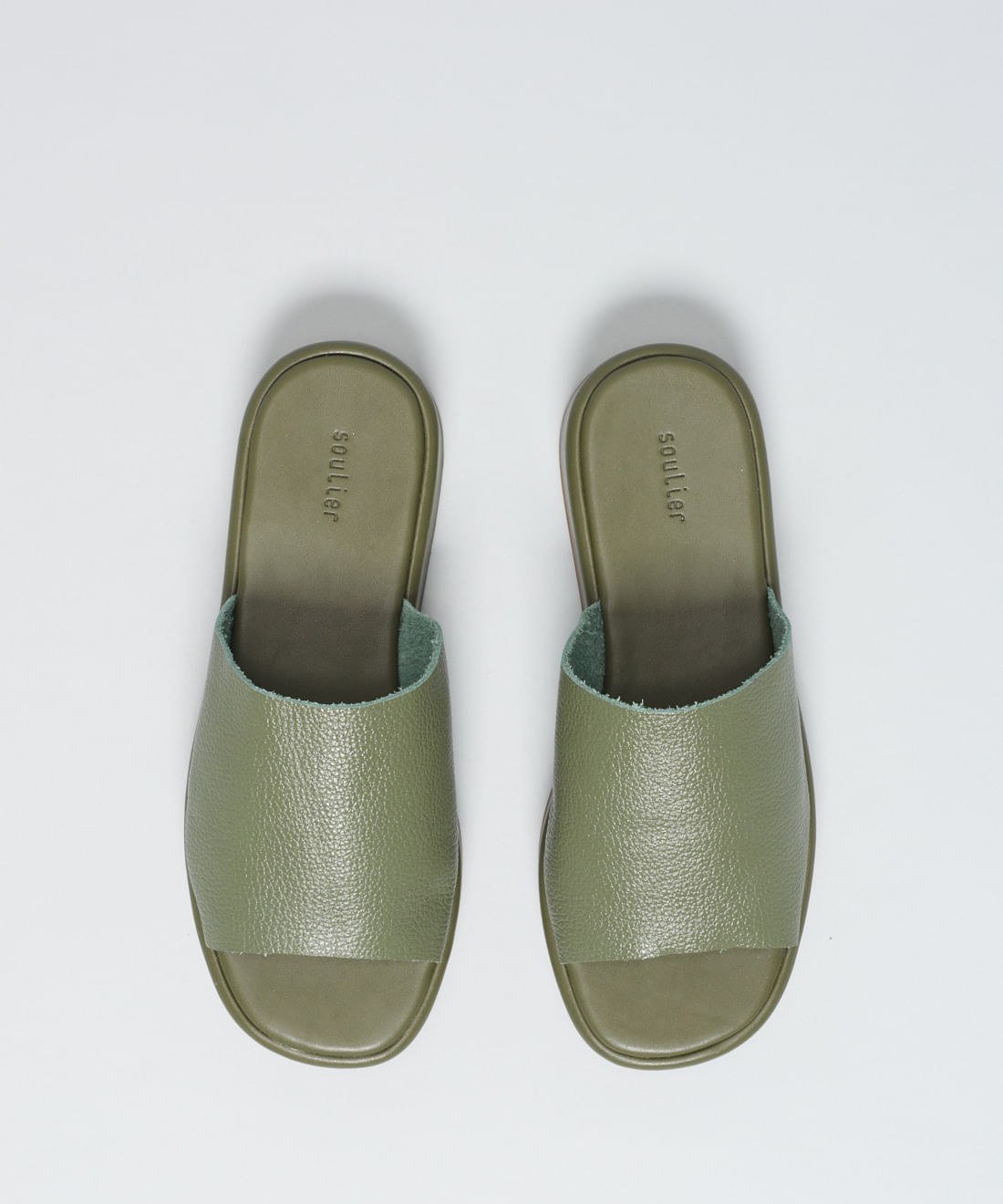Flat Slide Couro - Verde Militar - Imagem 12