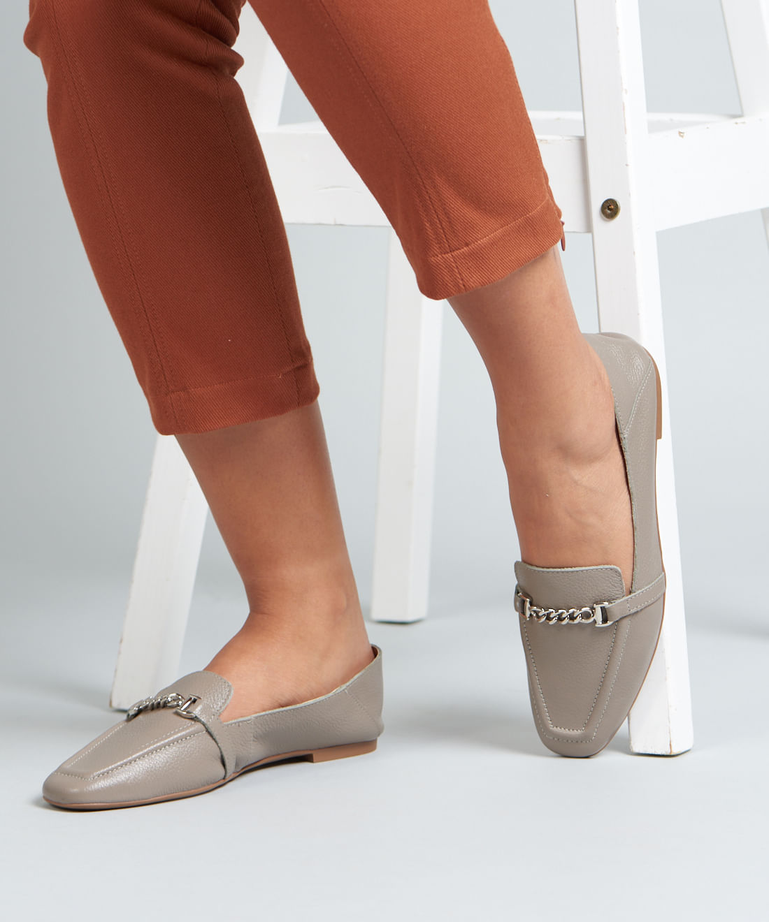 Mocassim Couro Elos Metal - Cinza - Imagem 30