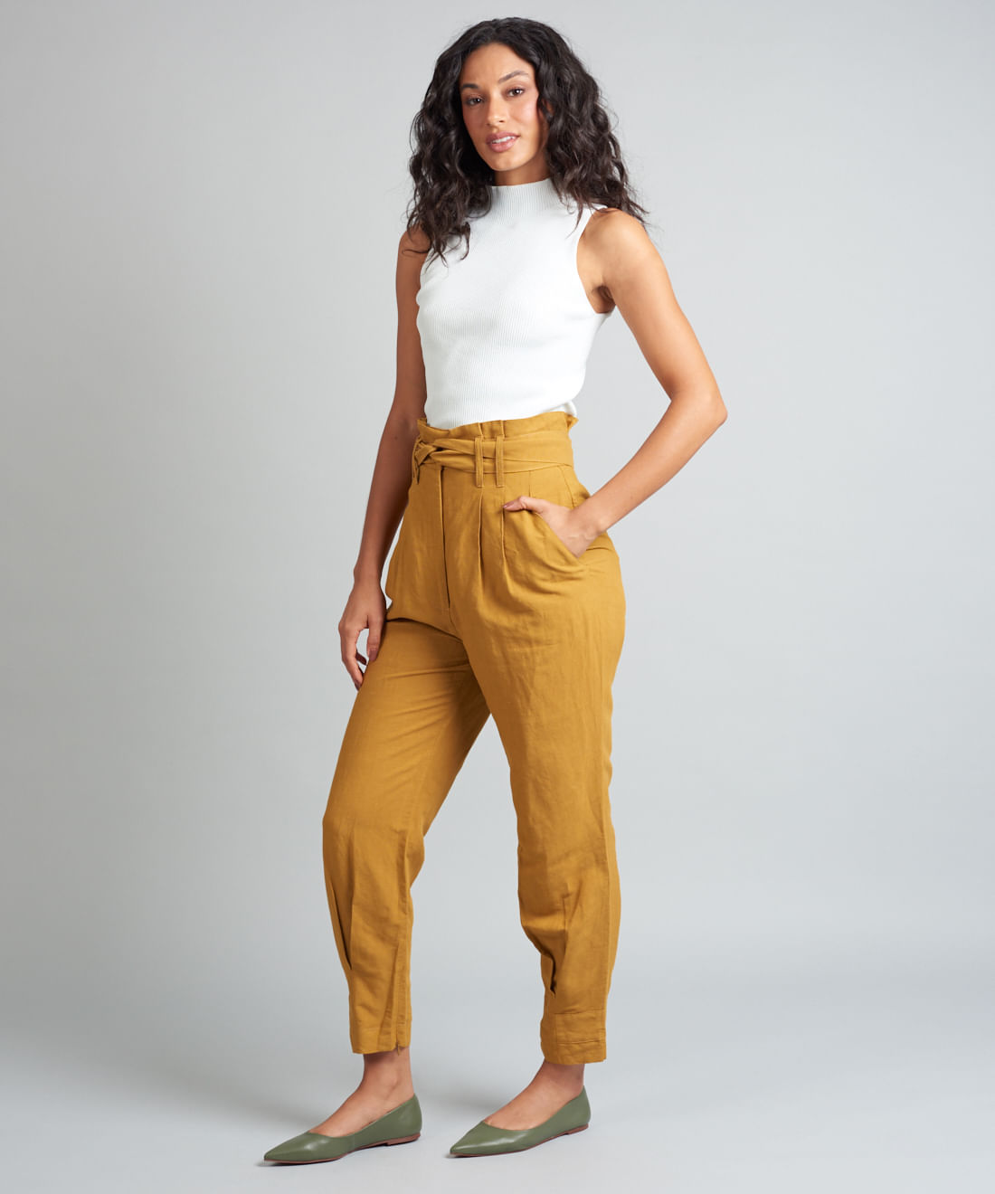 Sapatilha Couro Bico Fino - Verde Militar - Imagem 25