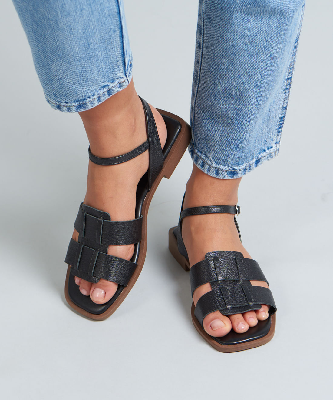 Rasteira Couro Pescador Duo - Preto - Imagem 25