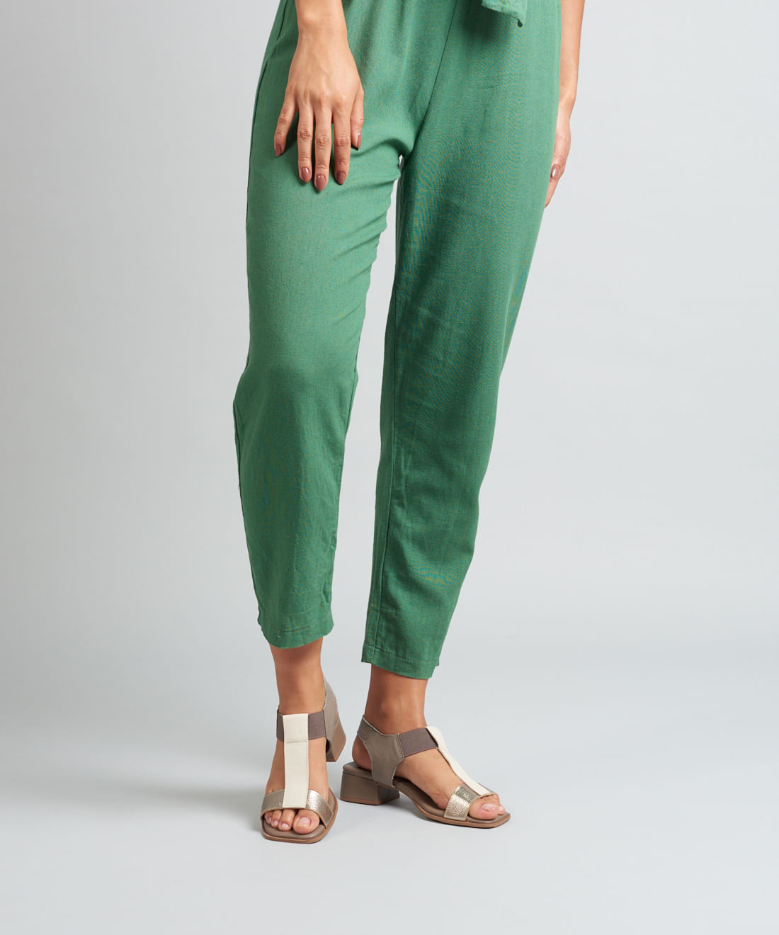 Sandalia Media Elastico Couro - Prata Velho/Off White - Imagem 5