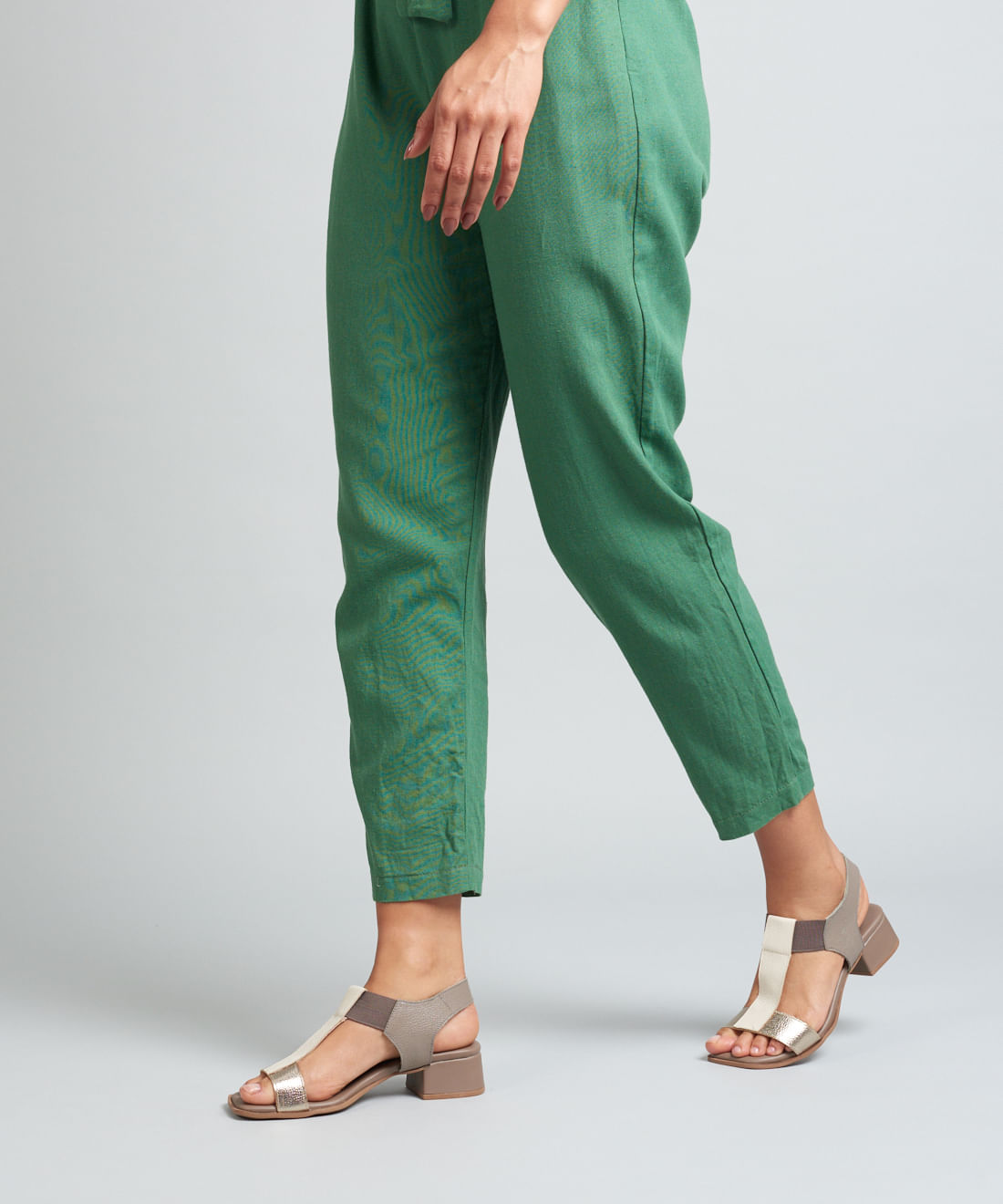 Sandalia Media Elastico Couro - Prata Velho/Off White - Imagem 6