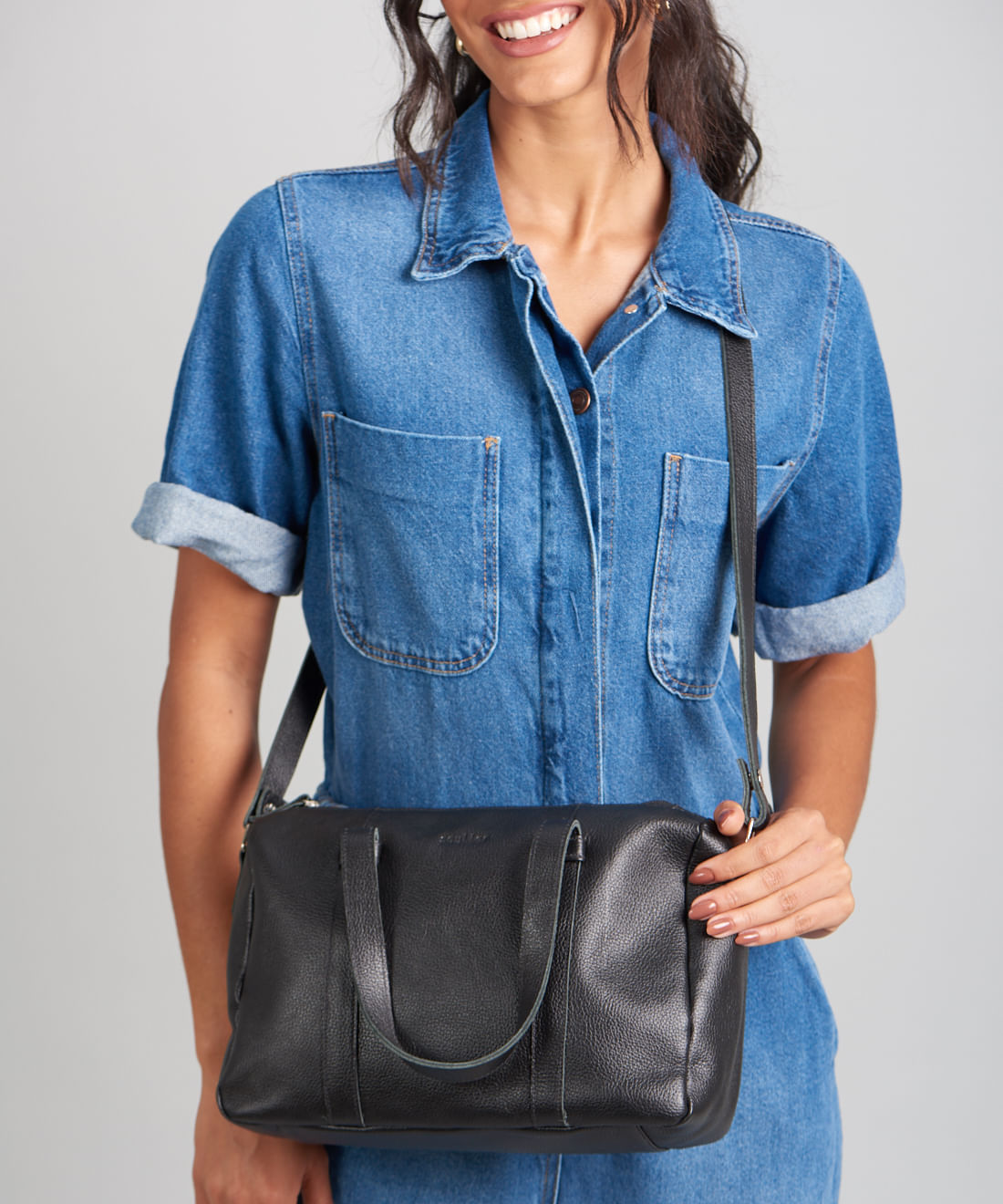 Bolsa m Couro Debora - Preto - Imagem 5