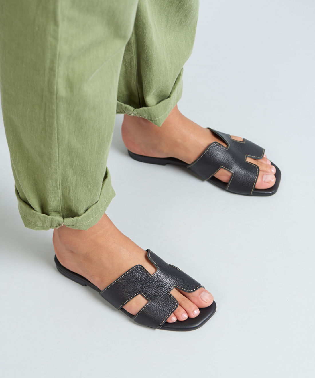 Rasteira Basica Couro Helo - Preto - Imagem 35