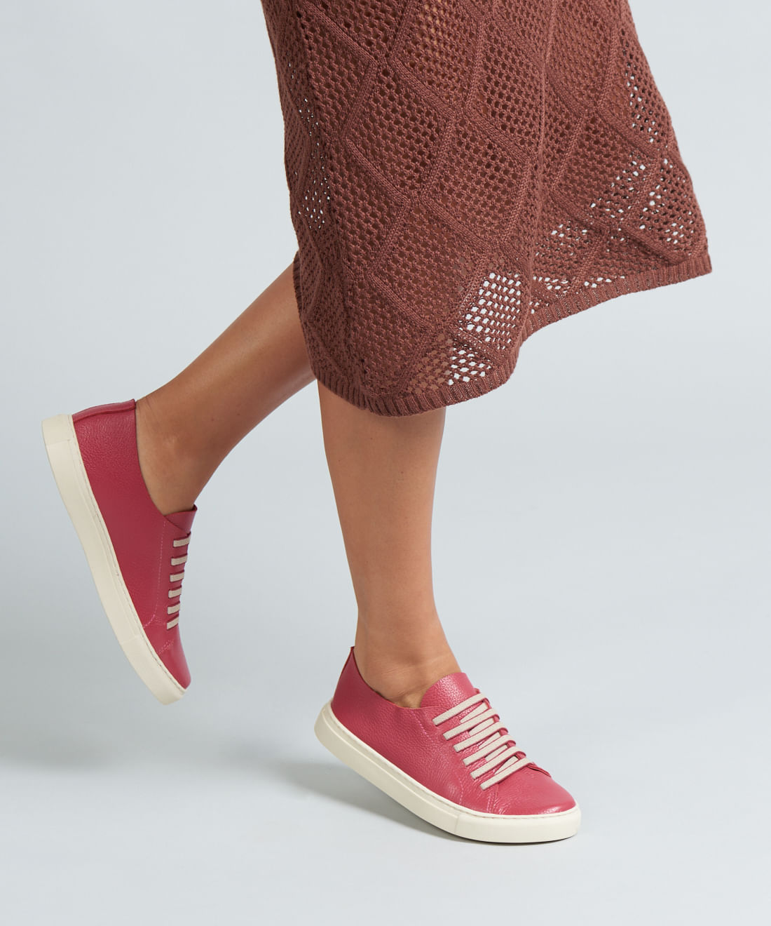 Tenis Couro Basico Elastico - Cereja - Imagem 35