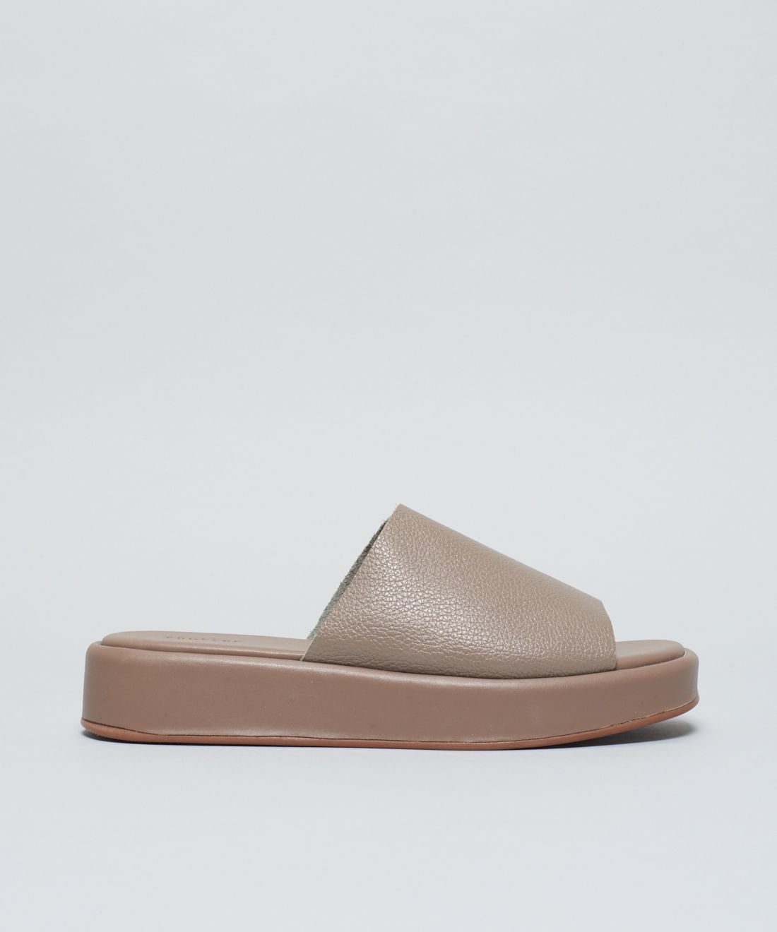 Flat Slide Couro - Cinza