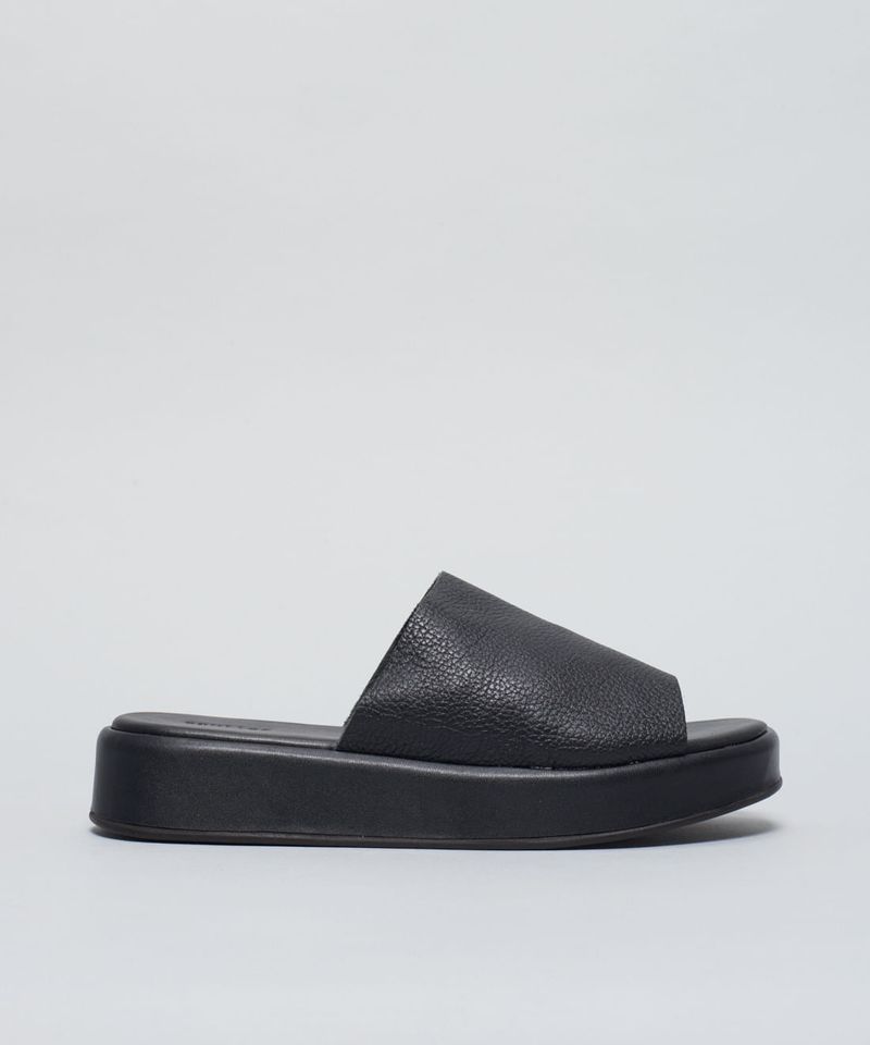 Flat Slide Couro - Preto 34 - preto