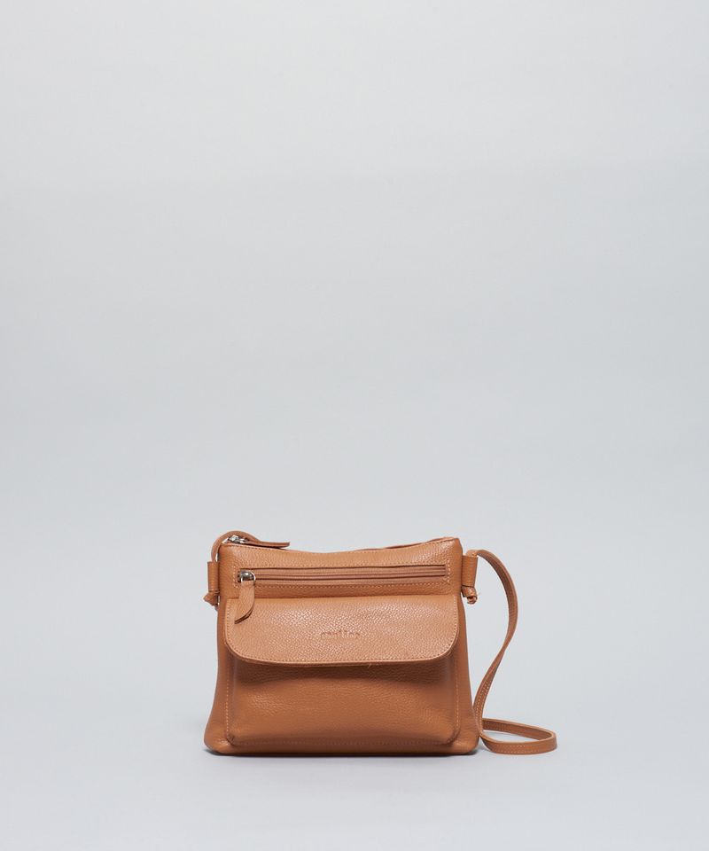 Bolsa p Couro Ziper - Caramelo u - caramelo