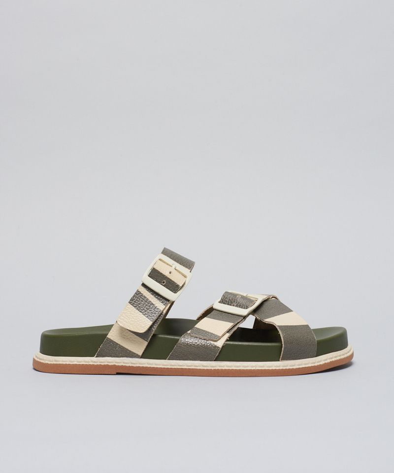 Rasteira Anatomica Listra Bold - Listra Verde Militar 34 - listra verde militar