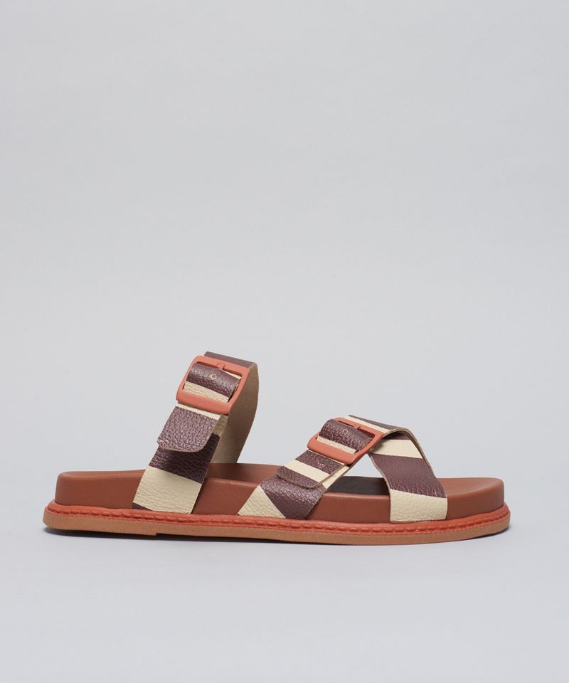 Rasteira Anatomica Listra Bold - Listra Chocolate 34 - listra chocolate