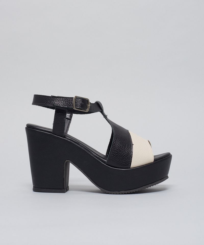 Meia Pata Village Couro - Preto/Off White 33 - preto/off white