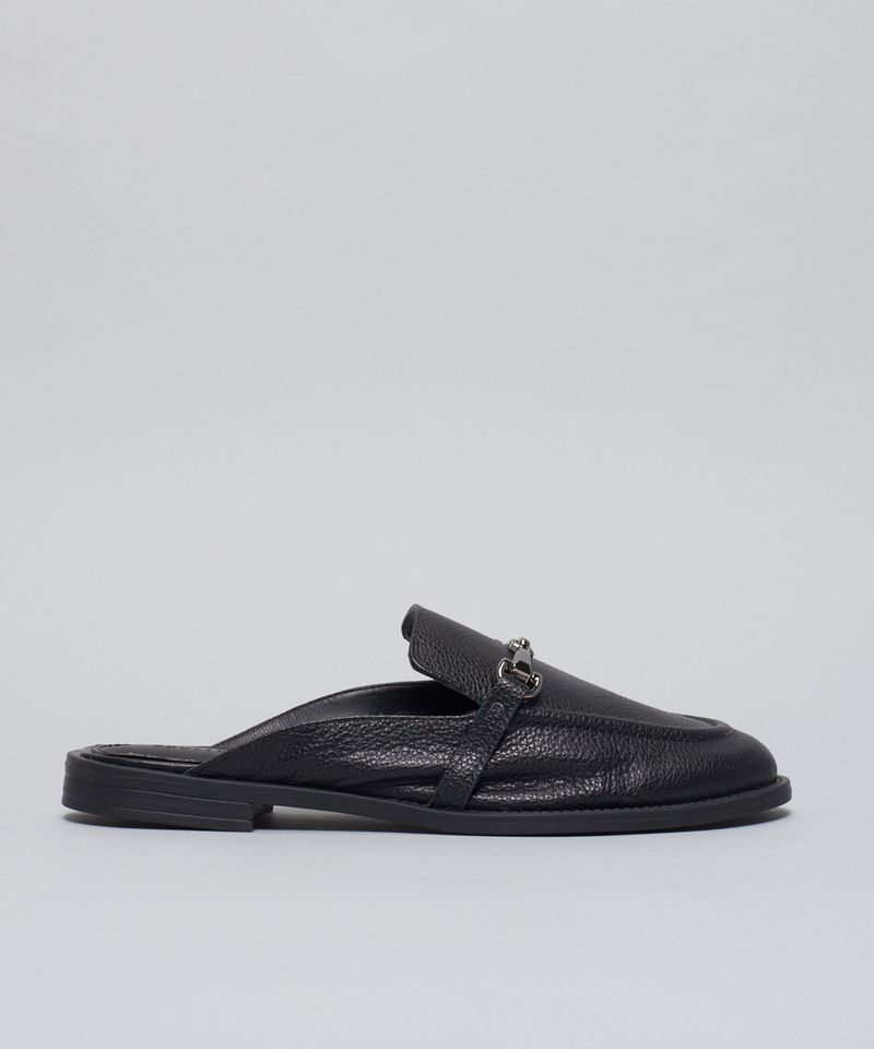 Mocassim Mule Couro - Preto 34 - preto