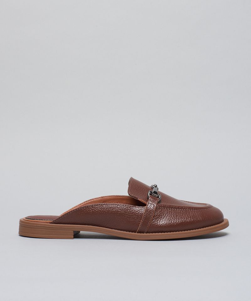 Mocassim Mule Couro - Chocolate 34 - chocolate