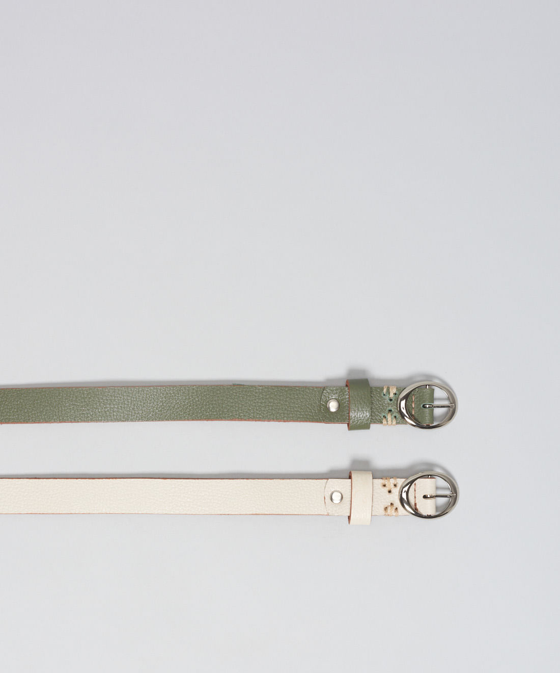 Kit Cinto Couro Soul - Verde Militar/Offwhite