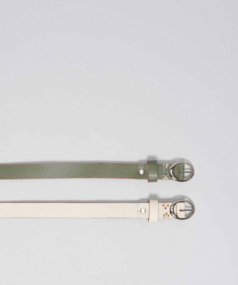 Kit Cinto Couro Soul - Verde Militar/Offwhite p - verde militar/offwhite