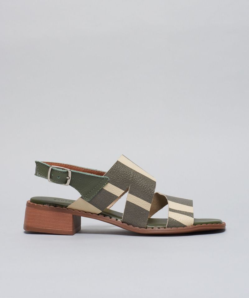 Sandalia Media Listra Bold - Listra Verde Militar 34 - listra verde militar