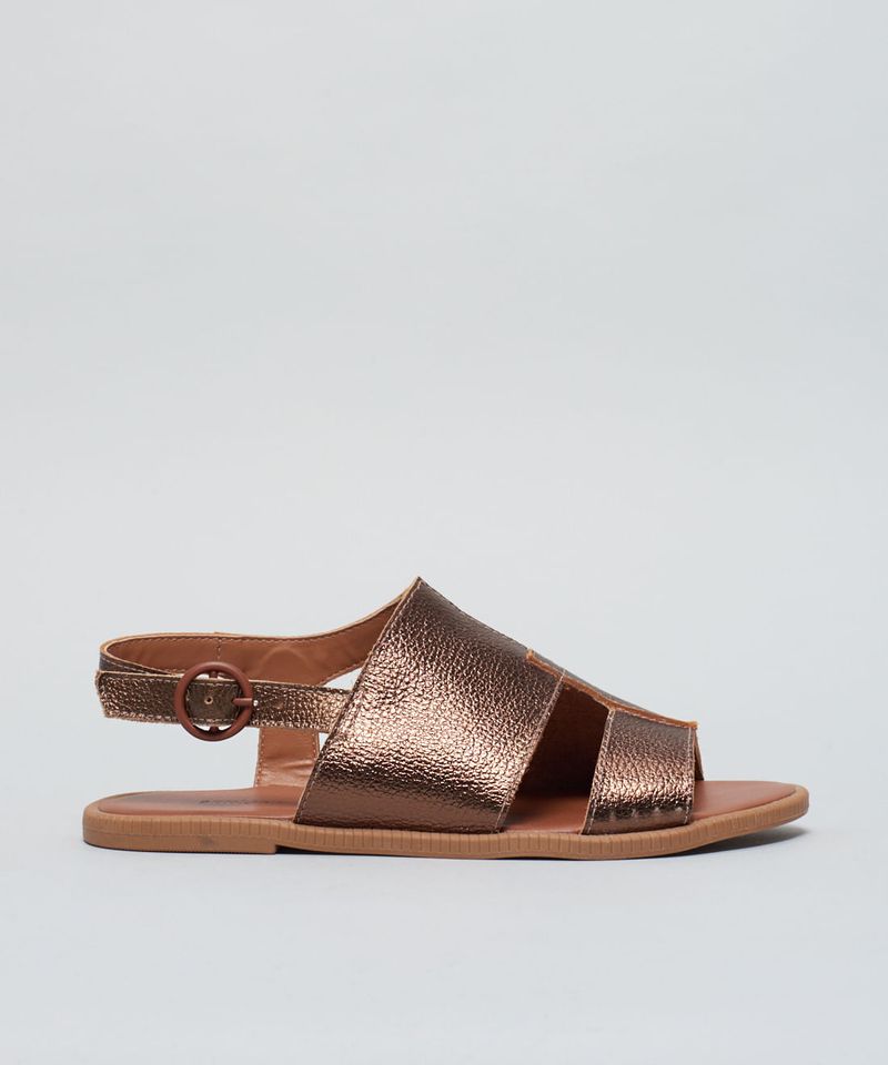 Rasteira Couro Sobreposicao - Bronze 33 - bronze