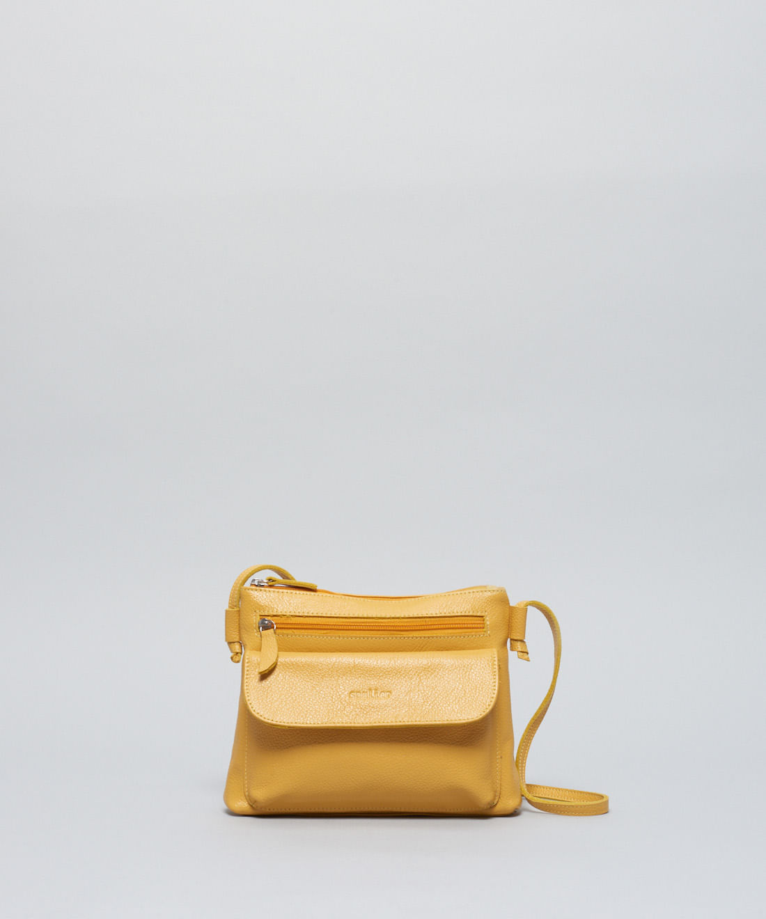 Bolsa p Couro Ziper - Mostarda