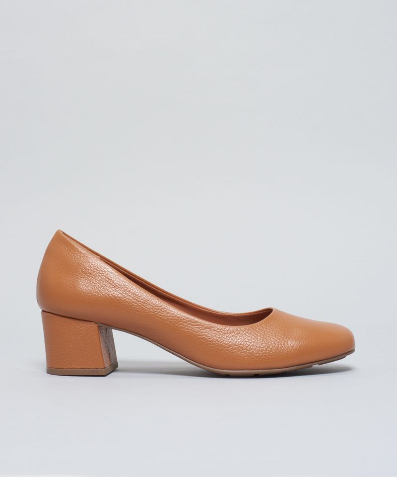 Scarpin Saltinho Couro - Caramelo 36 - caramelo