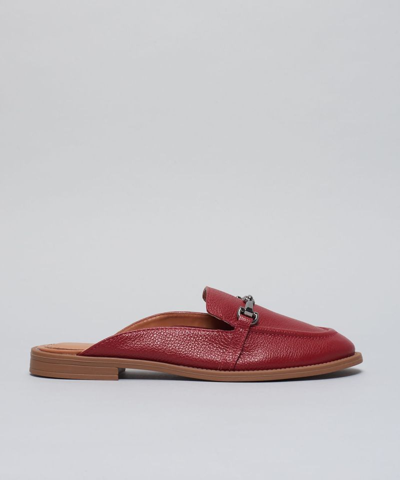 Mocassim Mule Couro - Merlot 38 - merlot