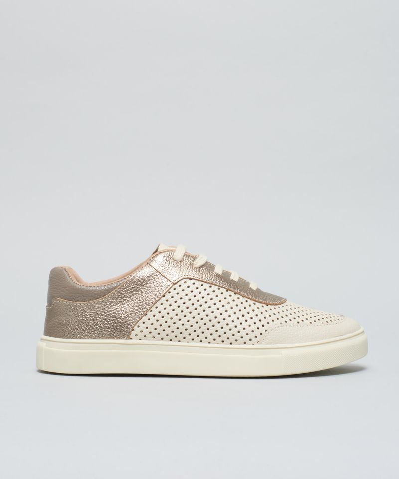 Tenis Couro Vic Perfuros - Offwhite 39 - offwhite