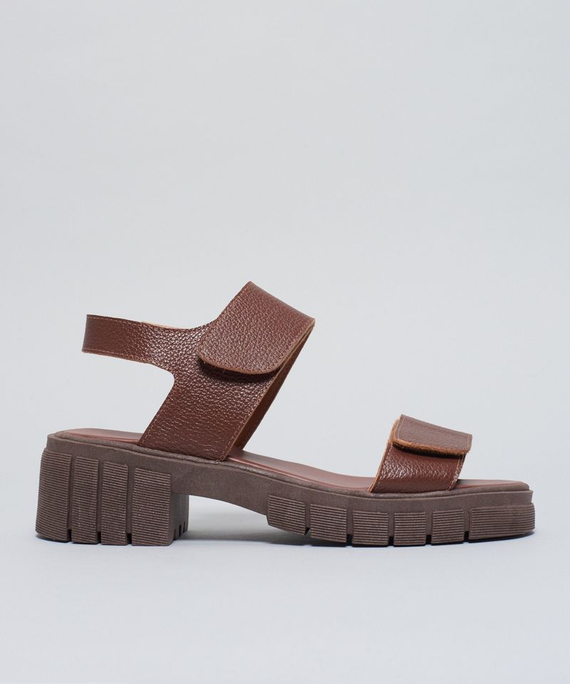 Sandalia Media Tratorada Couro - Chocolate 34 - chocolate