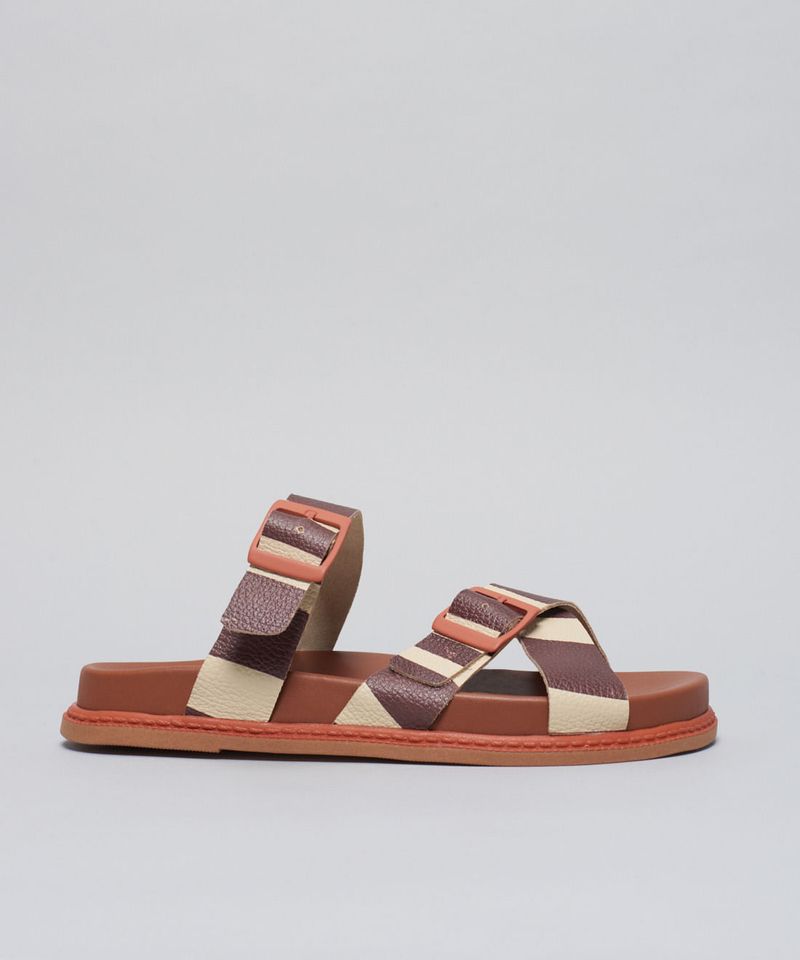 Rasteira Anatomica Listra Bold - Listra Chocolate 35 - listra chocolate