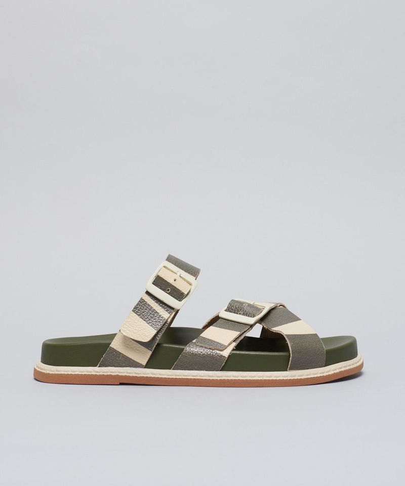 Rasteira Anatomica Listra Bold - Listra Verde Militar 35 - listra verde militar