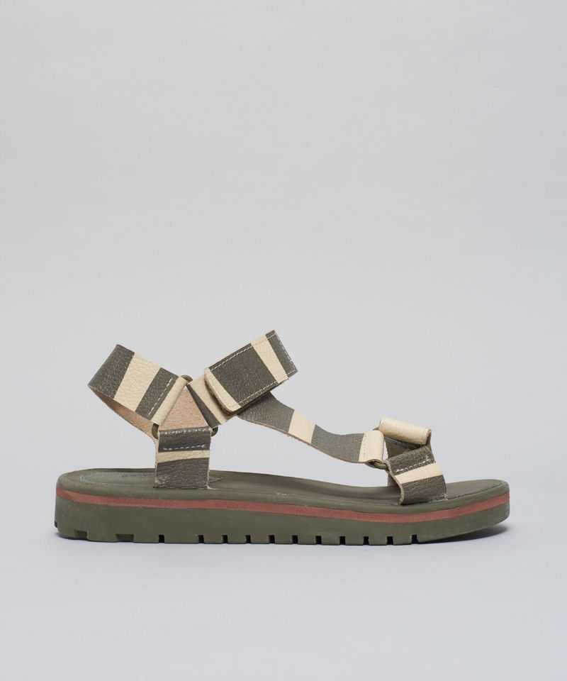 Rasteira Papete Listra Bold - Listra Verde Militar 34 - listra verde militar