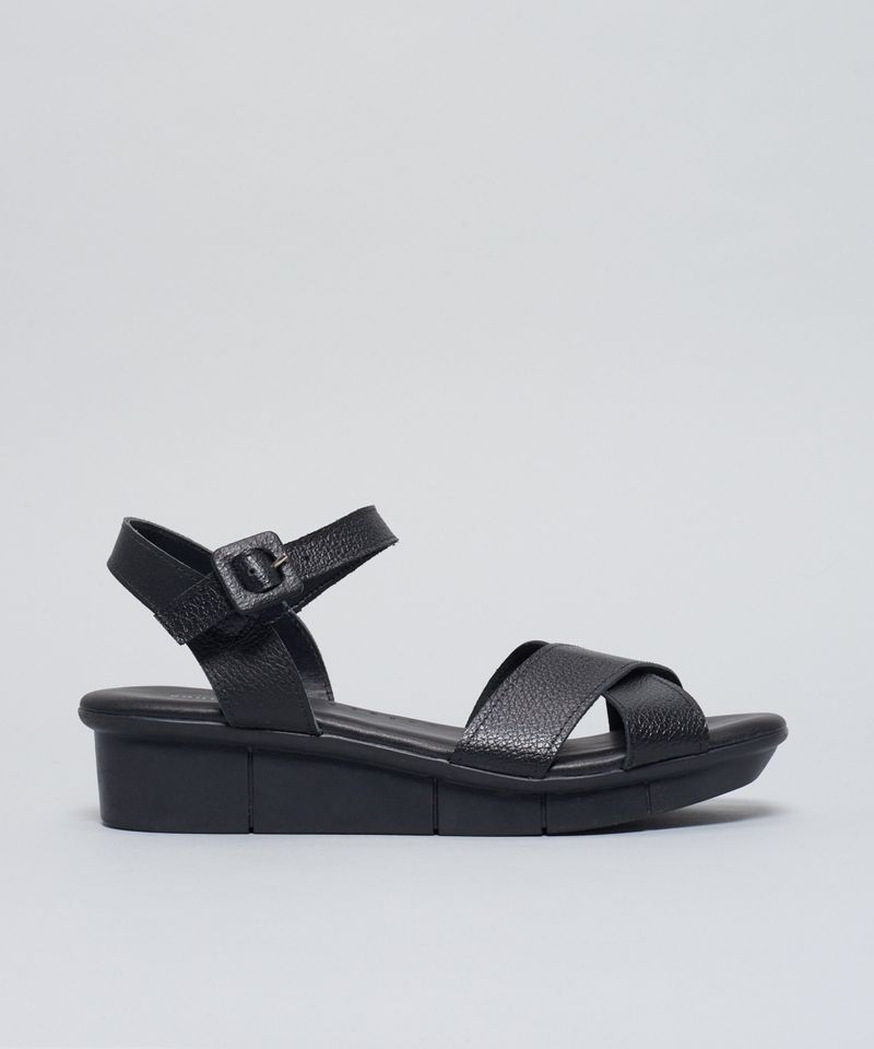 Anabela Couro Comfort - Preto 35 - preto