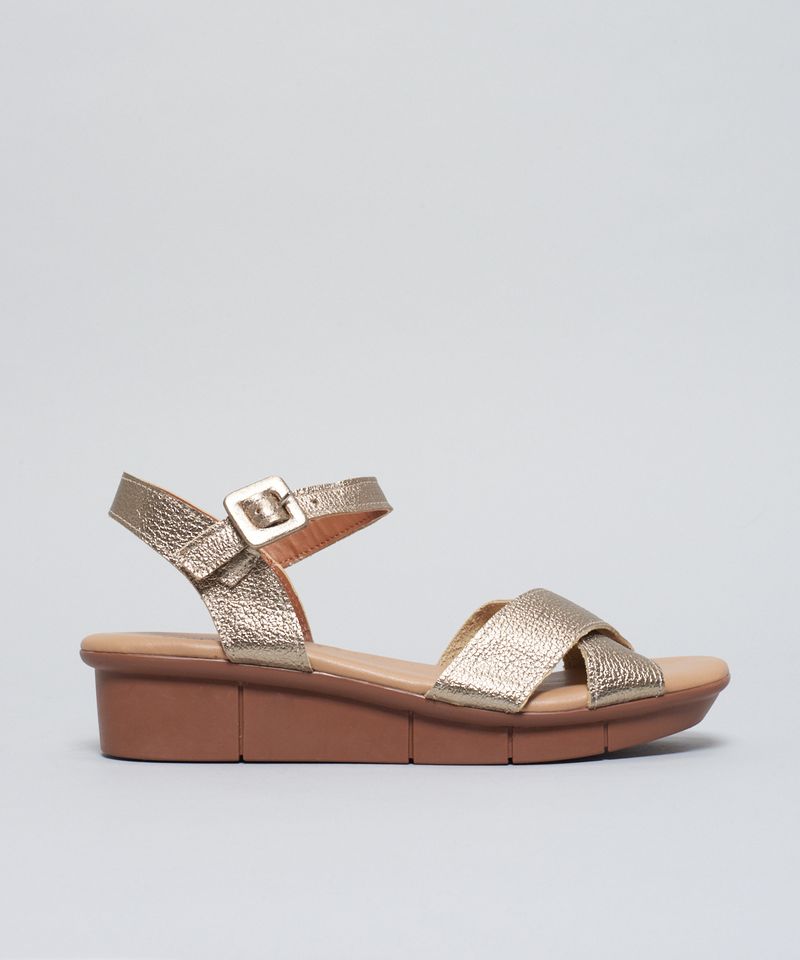 Anabela Couro Comfort - Prata Velho 37 - prata velho