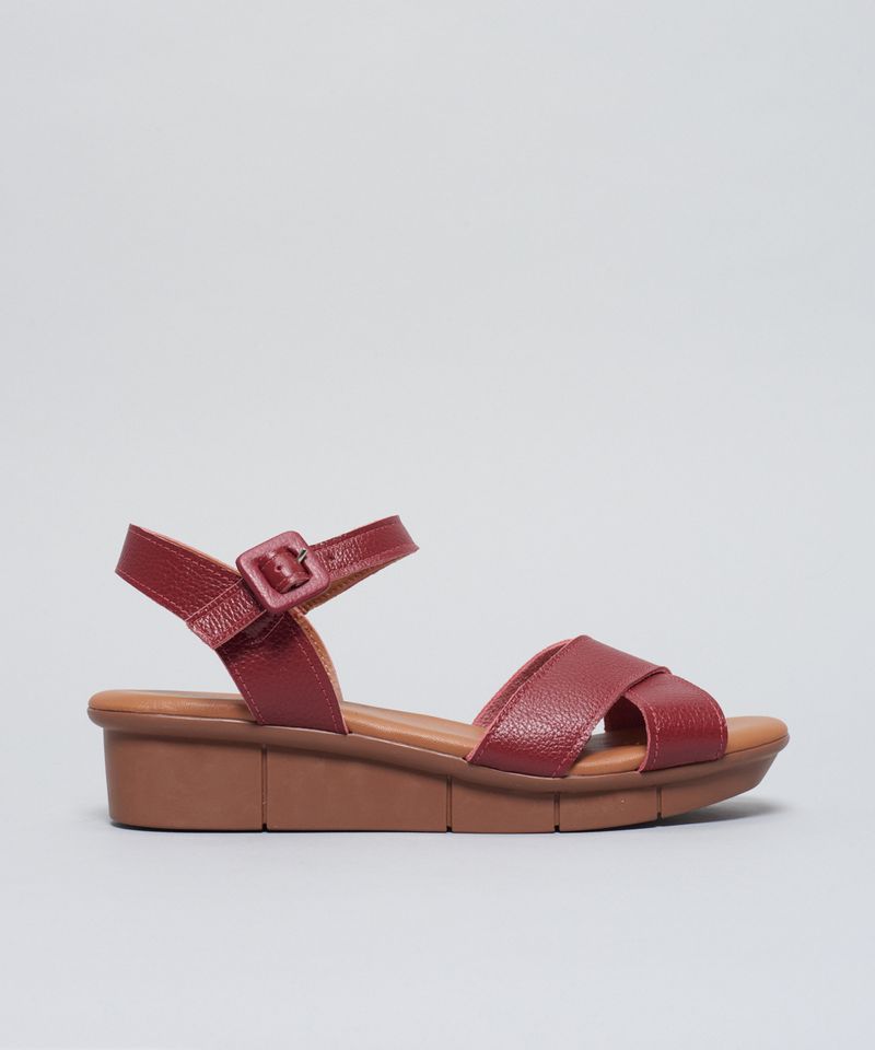 Anabela Couro Comfort - Merlot 34 - merlot