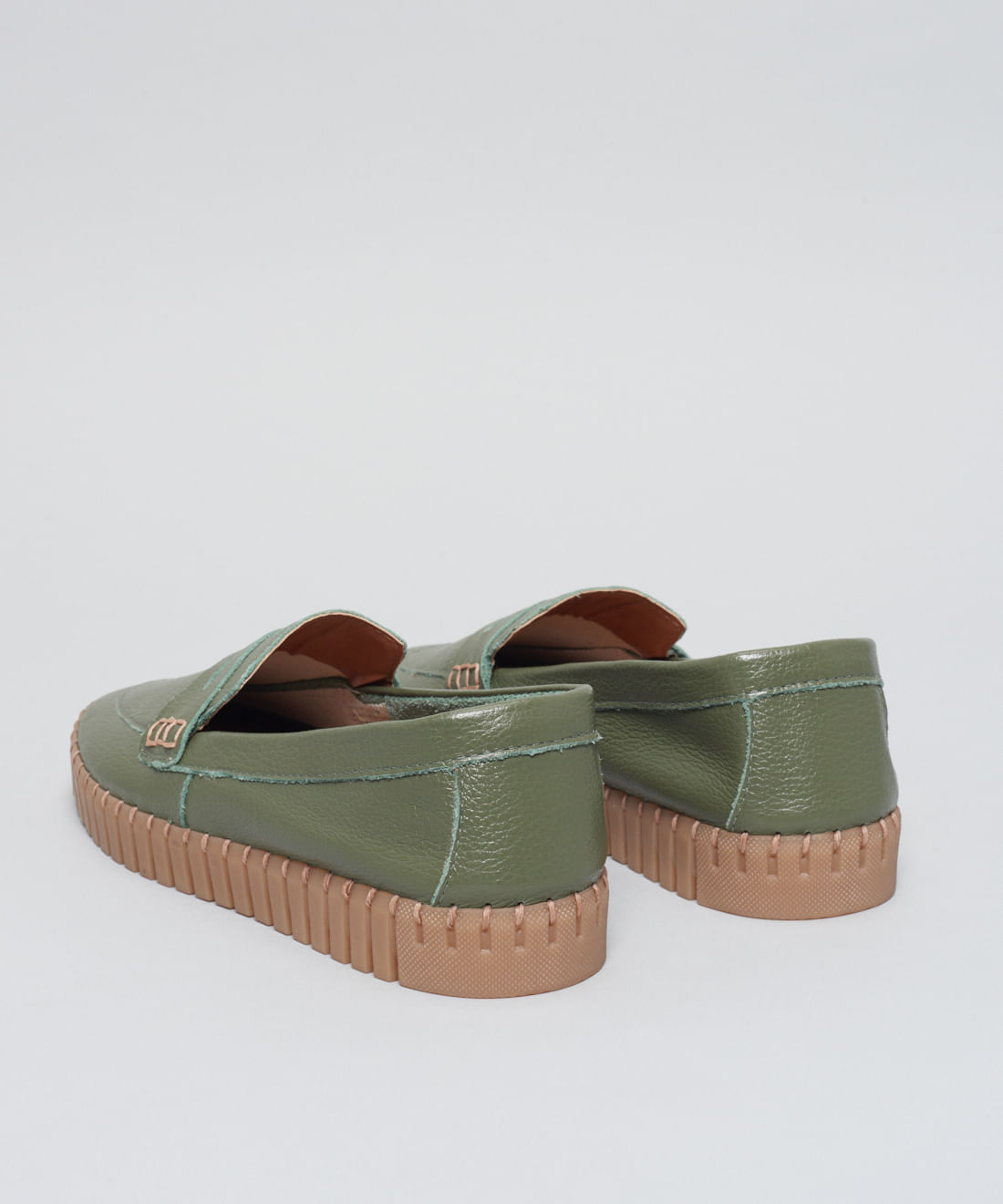 Mocassim Couro Tratorado Seleiro - Verde Militar - Imagem 8