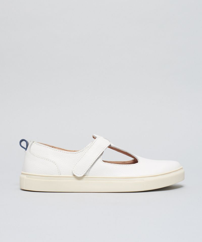 Tenis Couro Vazado Velcro - Branco 39 - branco