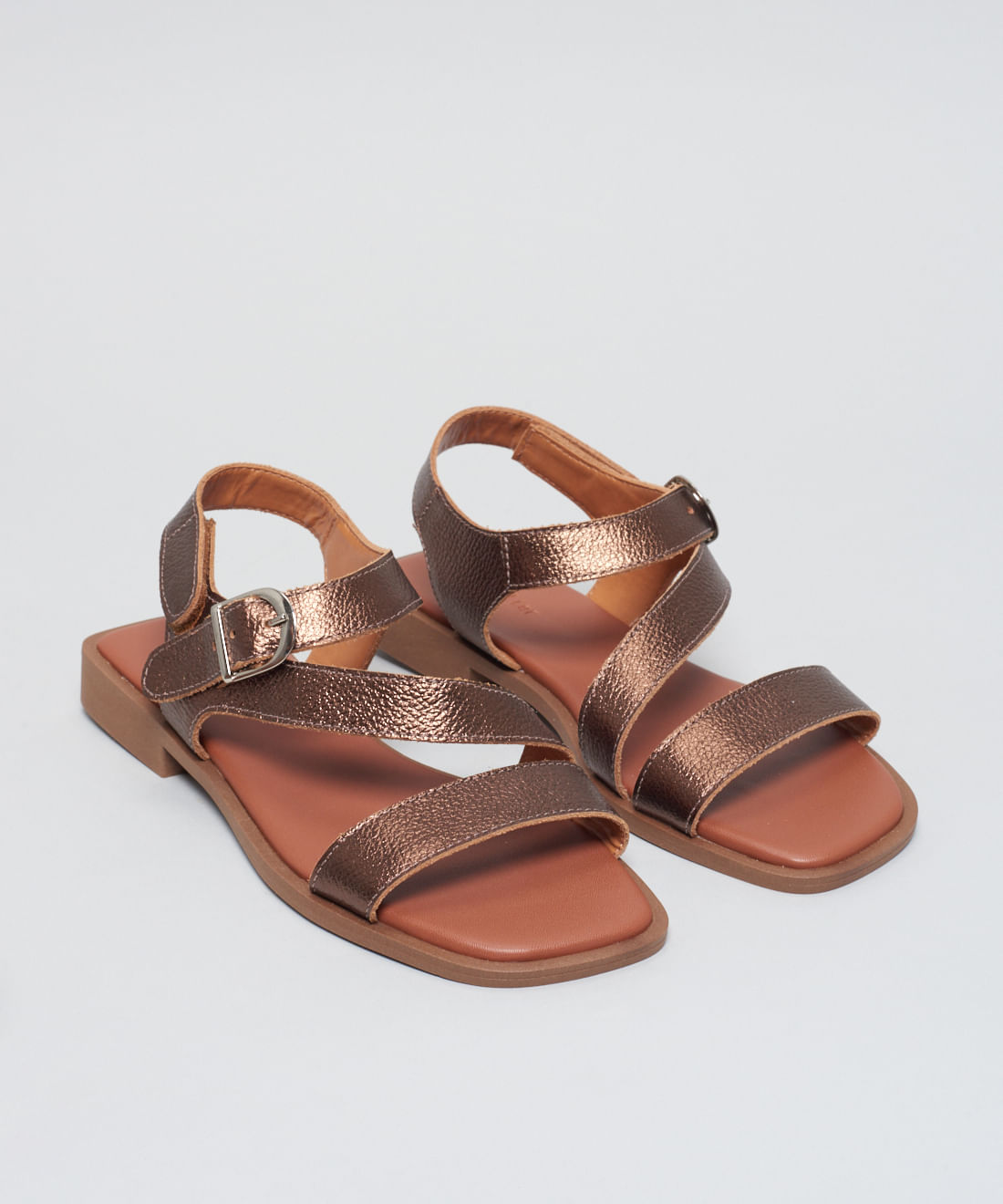 Rasteira Couro Tiras Renata - Bronze - Imagem 7