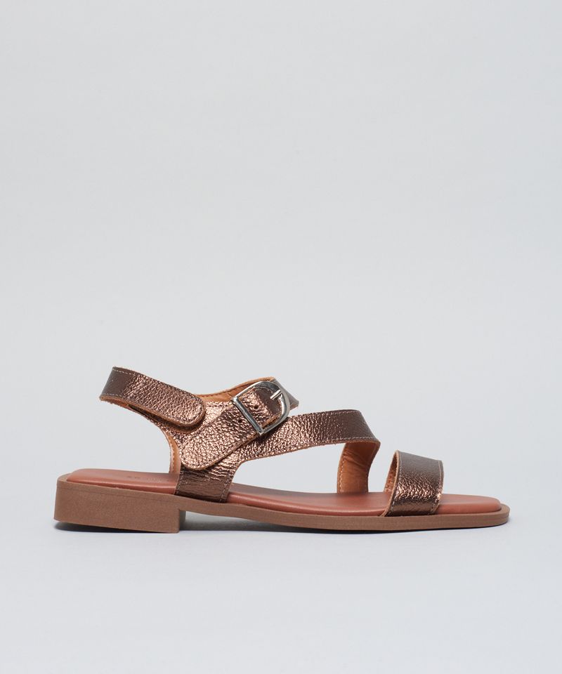 Rasteira Couro Tiras Renata - Bronze 38 - bronze
