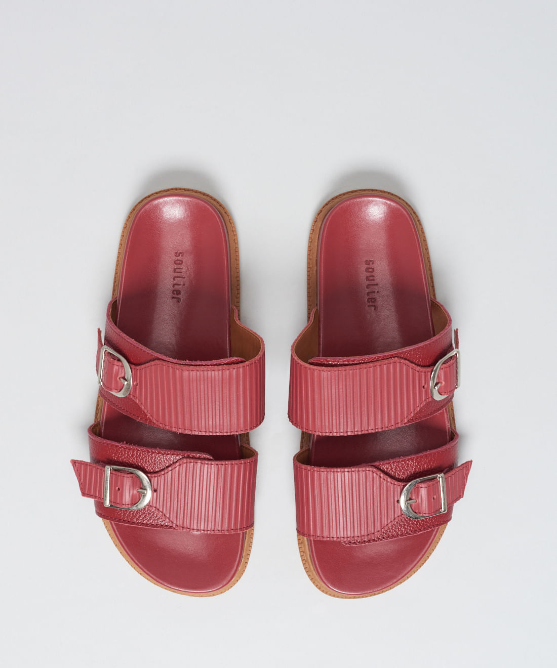 Rasteira Anatomica Couro Cotele - Merlot - Imagem 14