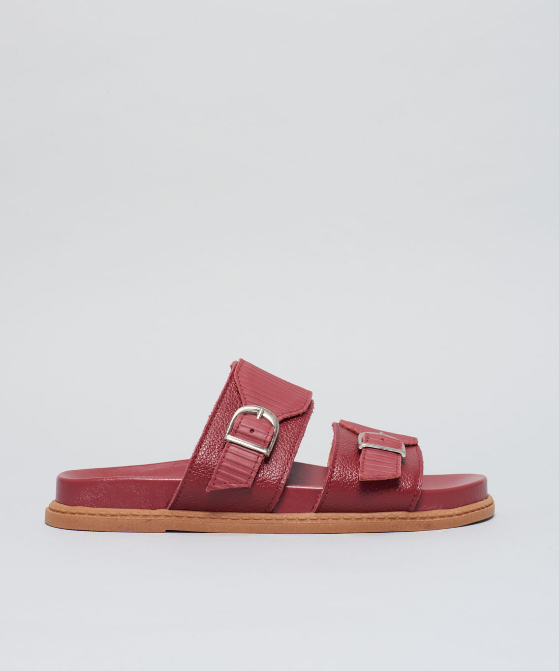 Rasteira Anatomica Couro Cotele - Merlot - Imagem 16