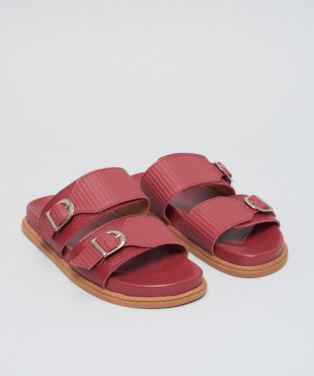 Rasteira Anatomica Couro Cotele - Merlot - Imagem 27