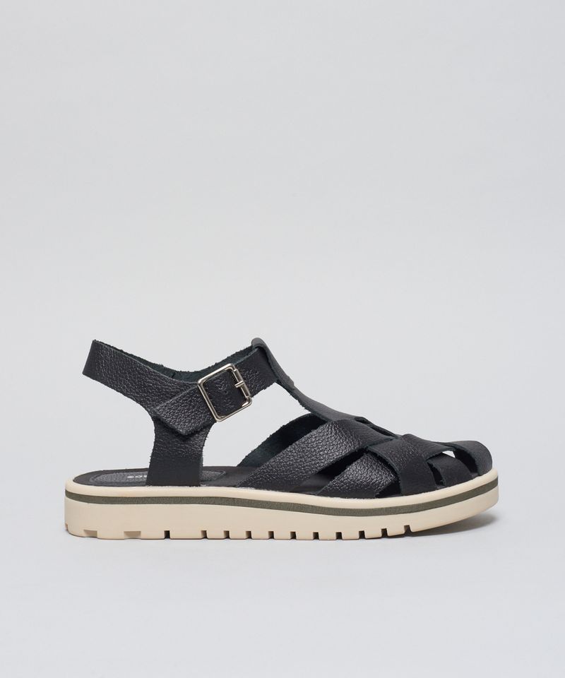 Rasteira Tratorada Entrelace - Preto/Off White 33 - preto/off white