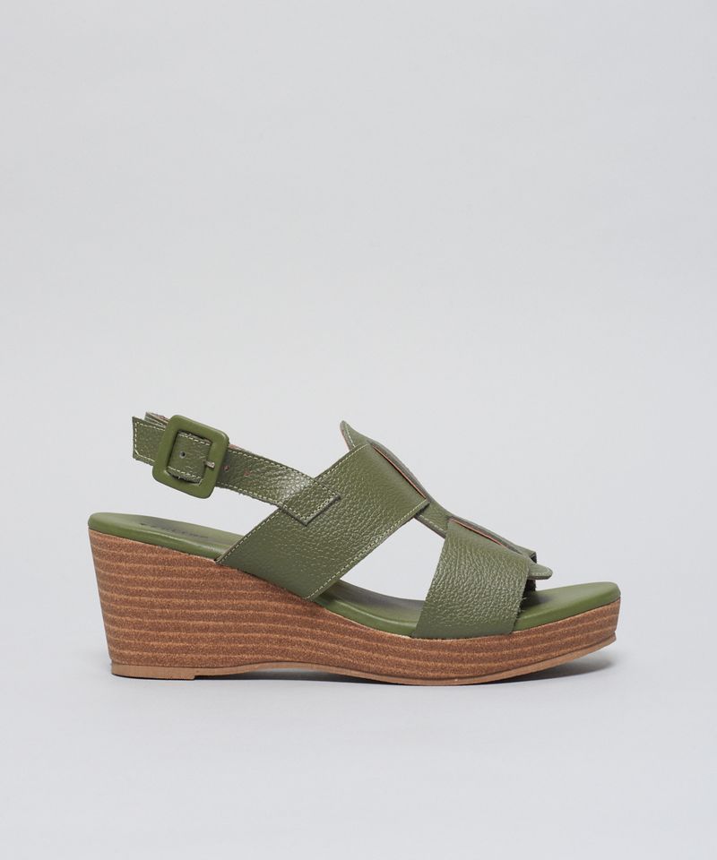 Anabela Couro Antonia - Verde Militar 34 - verde militar