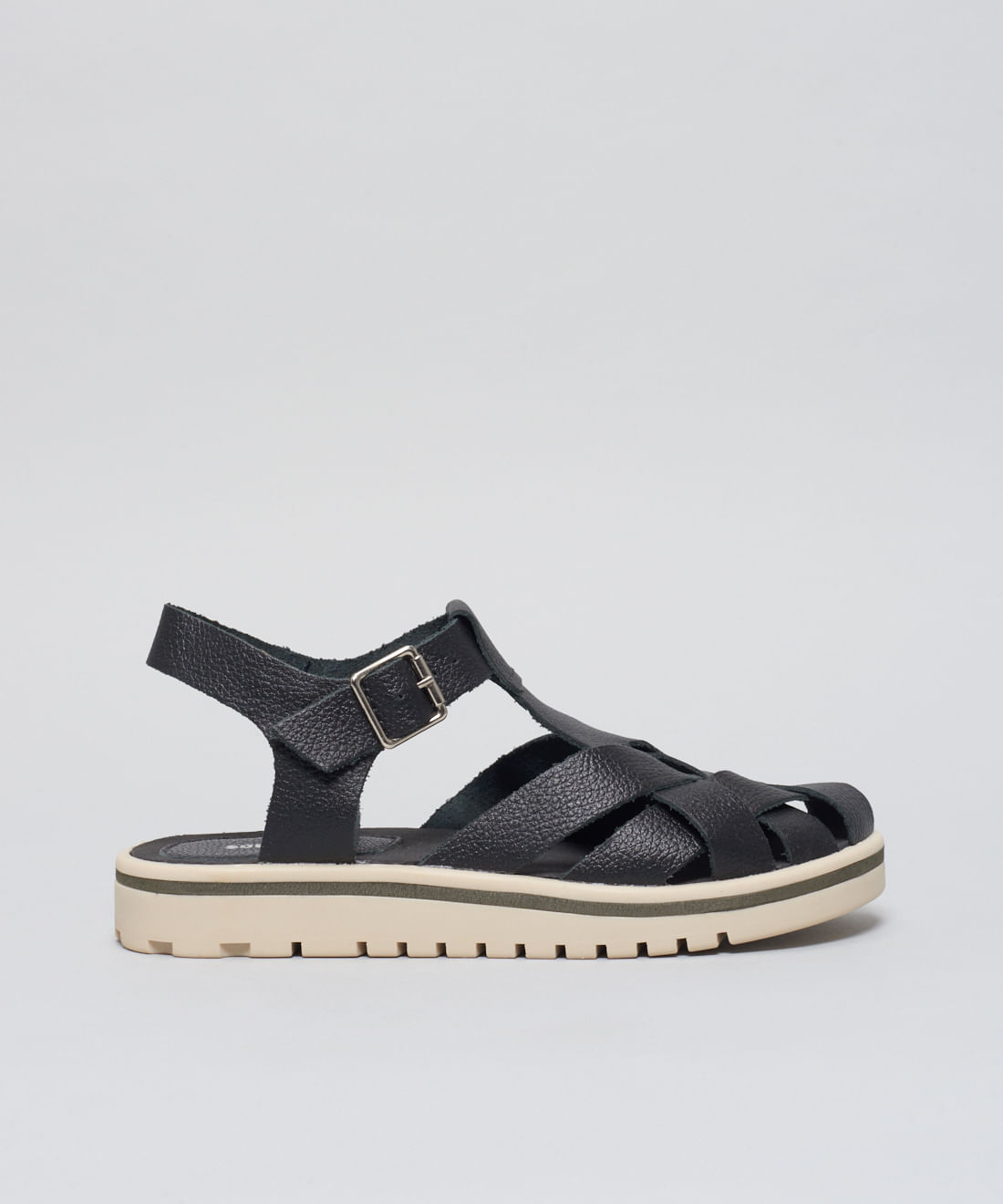 Rasteira Tratorada Entrelace - Preto/Off White - Imagem 31