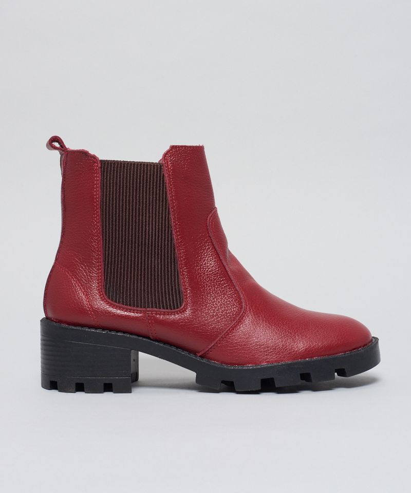 Bota Couro Salto Tratorado - Merlot 36 - merlot