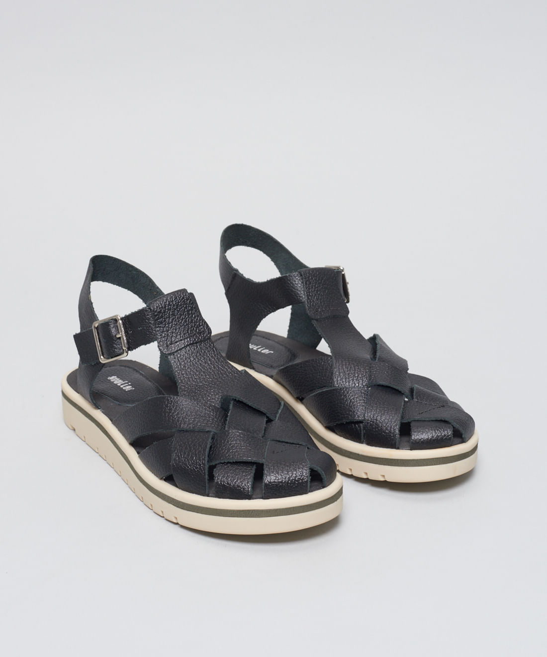 Rasteira Tratorada Entrelace - Preto/Off White - Imagem 7