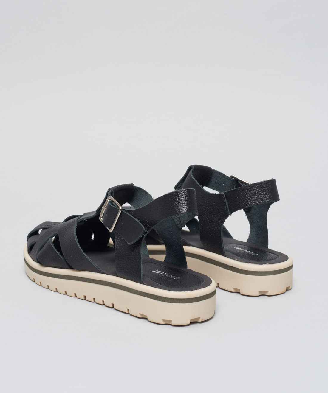 Rasteira Tratorada Entrelace - Preto/Off White - Imagem 18