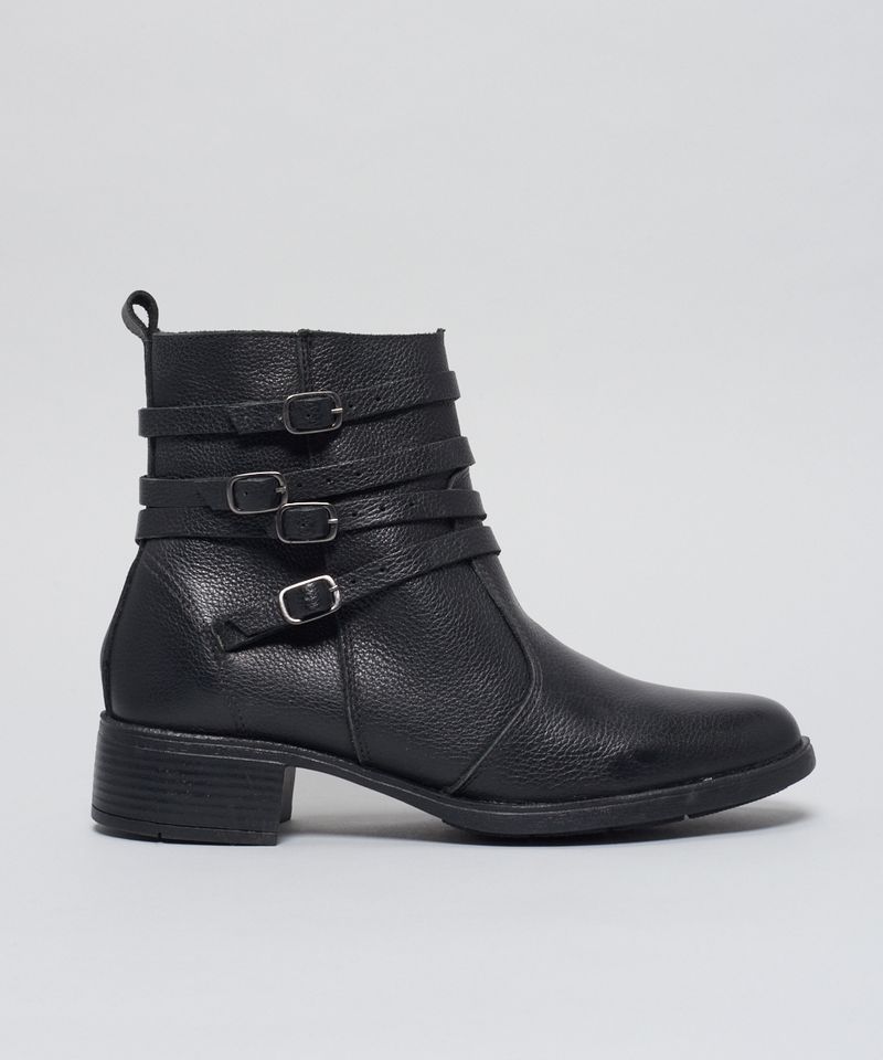 Bota Couro Multi Fivelas - Preto 36 - preto