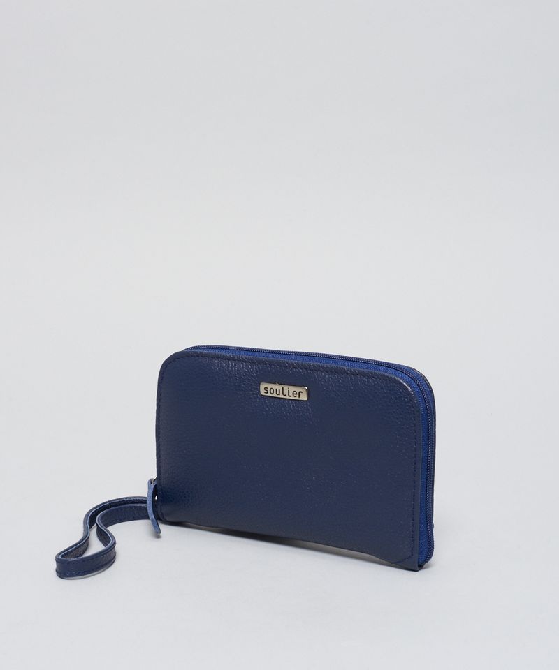Carteira g Couro Retangular - Navy u - navy